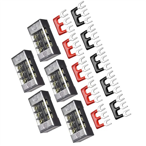 5 Sets Dual Row Screw Terminal Blocks & Pre-Insulated Strip 3-Position 600V 15A - Picture 2 of 8