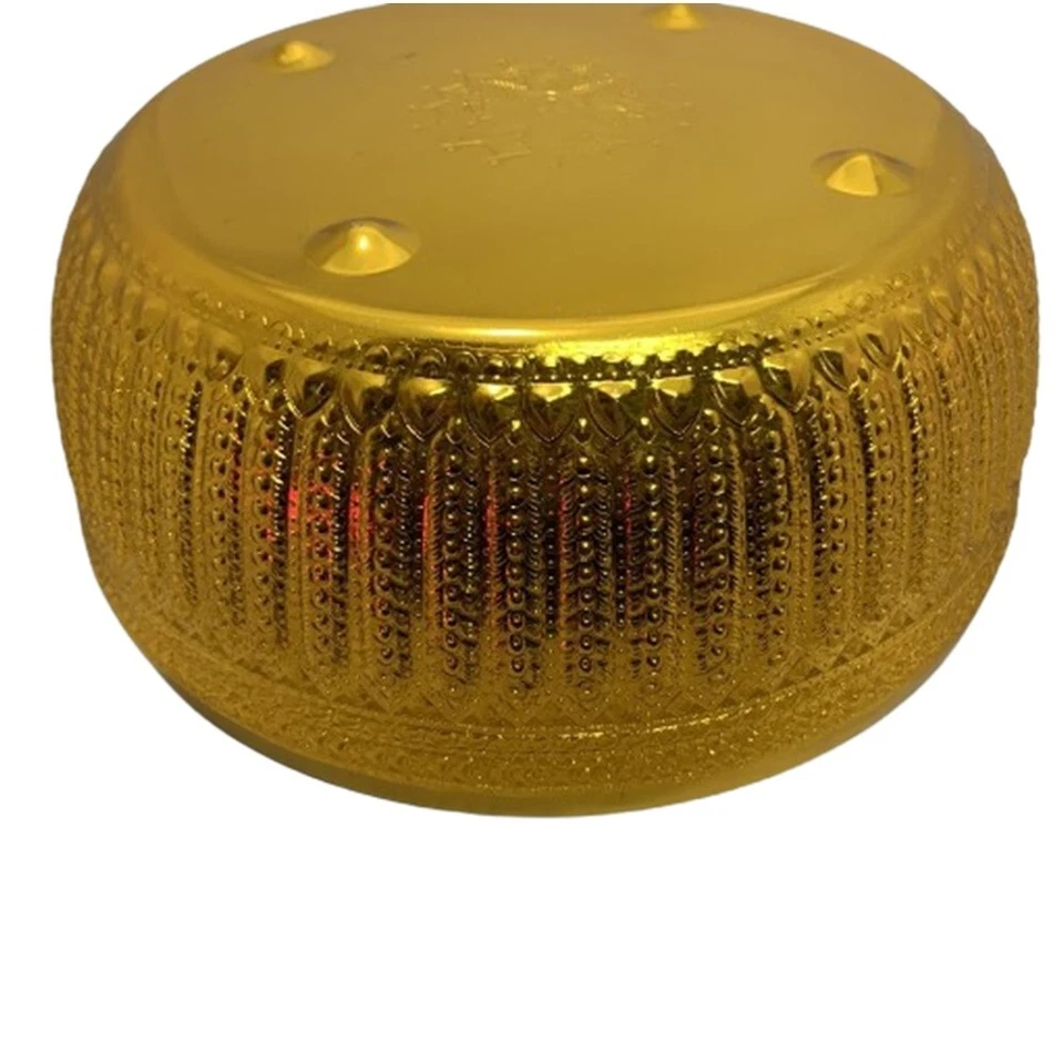 Очень большая 38 см классическая золотая чаша в винтажном стиле с тайским узором с тиснением алюминий - Изображение 2 из 4