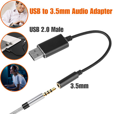 USB to Aux Headphone Jack Cable Audio Adapter For PC PS4 Laptop  MacBook