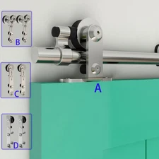 CCJH 4FT-20FT Stainless Steel Sliding Barn Door Hardware Kit Track for Wood Door
