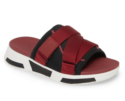 NIB Fitflop Womens Alyssa Adjustable Strap Slide Sandal US 7/EUR 38  Maroon/Black