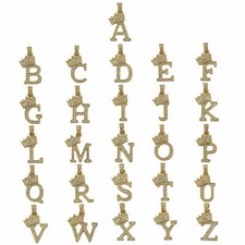 Unisex Crown Alphabet Initial Letter Pendant  24" Figaro Chain Hip Hop Necklace