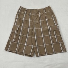 Shaka Wear Khaki Plaid Relaxed Fit Casual Cargo Hybrid Baggy Shorts Pants Mens M