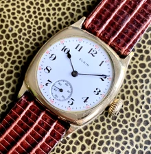 1915 Elgin Grade 413 3/0S 7J Gold Filled Officers Style Wristwatch