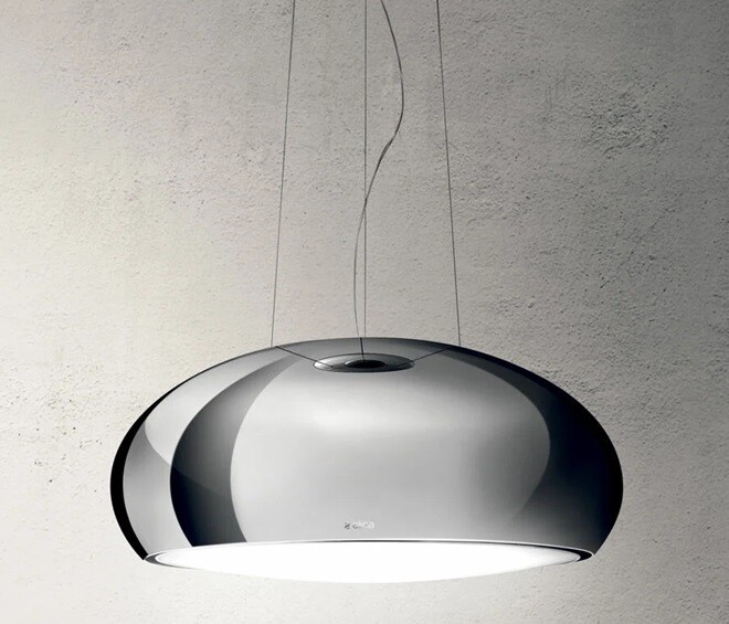 ELICA SEASHELL IX/F/80 CAPPA ISOLA ILL. NEON RADIOCOMANDI BIANCO INOX LUCIDO