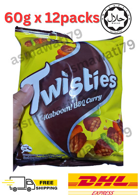 FREE SHIPPING Twisties Kaboom BBQ Curry 60g X 12packs snack