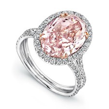 3.90Ct Light Pink Oval Cut CZ Engagement Wedding Ring Solid 925 Sterling Silver