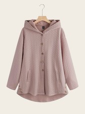Schein Plus Size Cable Textured Button Detail Hooded Coat Size 18 (3xl) Nwt