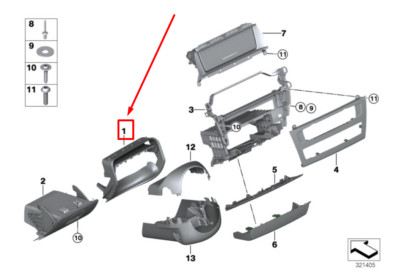 NEW BMW X3 F25 INTERIOR SREERING WHEEL SLOT COVER 9184121 