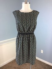 Ann Taylor Loft S p Gray Beige Geo Print Sheath Dress Career