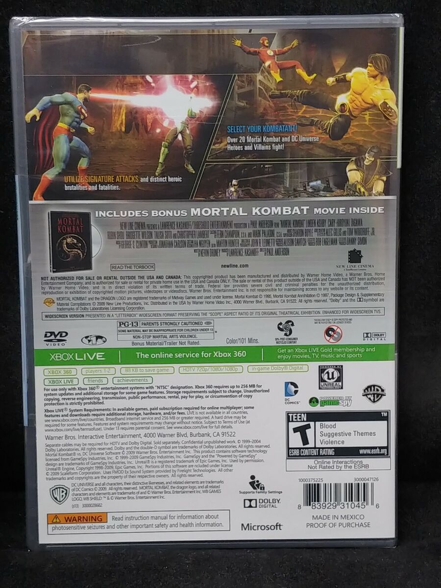 Mortal Kombat vs. DC Universe w/Mortal Kombat Movie (Xbox 360) BRAND NEW