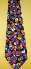 MY TIE BLACK/RED/YELLOW VALENTINE HEART MOTIF ALL SILK TIE - DESIGNER TIES.