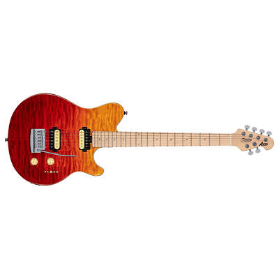 Sterling by Music Man S.U.B. Axis AX3 Quilted Maple, Spectrum Red