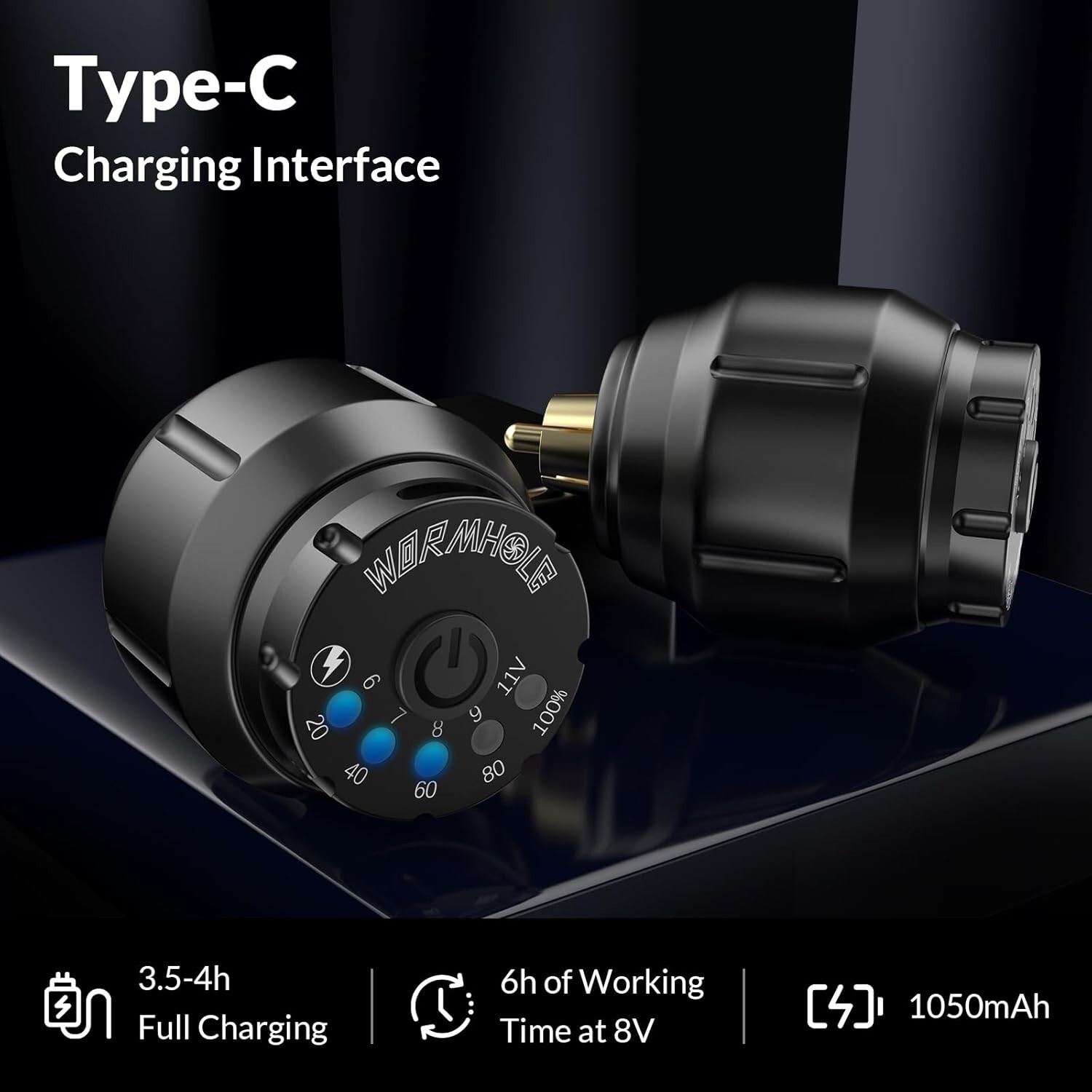 Wormhole Wireless Tattoo Kit WTK127 w/ Battery, Gun & 20 Cartridge Needles