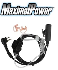 MaximalPower Headset Earpiece PTT Mic 2 pin+1 PAIR EARMOLD for MOTOROLA Radio