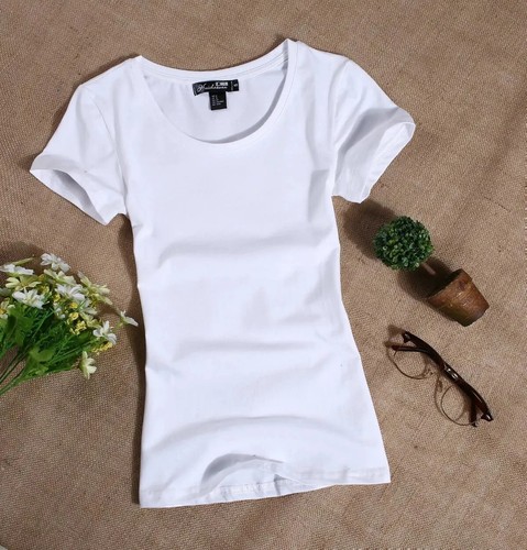 Women's Short Sleeved Solid Color T Shirts - Picture 11 of 14