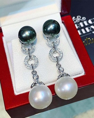 White Pearl Earrings Large Pure White Pearl Earrings Gold or Silver and Bright White Pearls