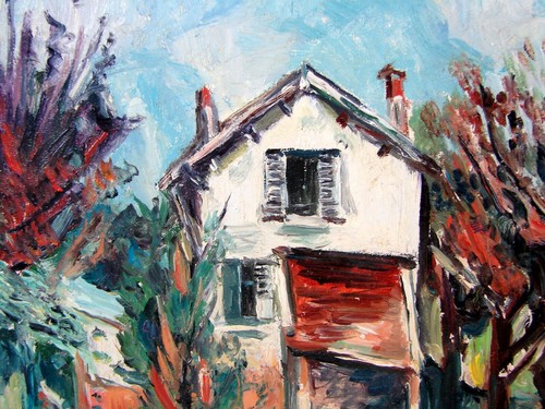 HSP XX° French School VIEW OF A HOUSE Signed Alain Panchout after Vlaminck - Picture 3 of 8