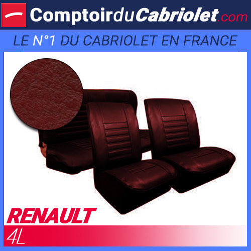 Garnitures sièges Renault 4L avant et arrière en simili cuir lie de vin