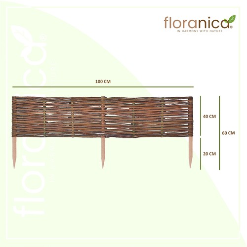 Floranica Bordure de jardin en osier - Clôture en osier de jardin - Imagen 17 de 28
