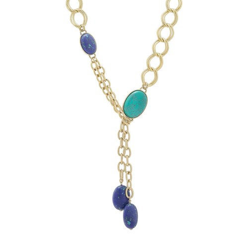 HSN Heidi Daus Lapis & Turquoise Chains Cabs Lariat 25-1/2" Necklace - Picture 4 of 7