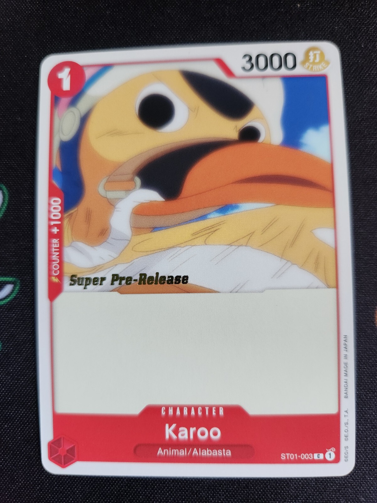 EXACT CARD PICTURE One Piece TCG Straw Hat Crew ST01-003 Karoo Super Pre-Release