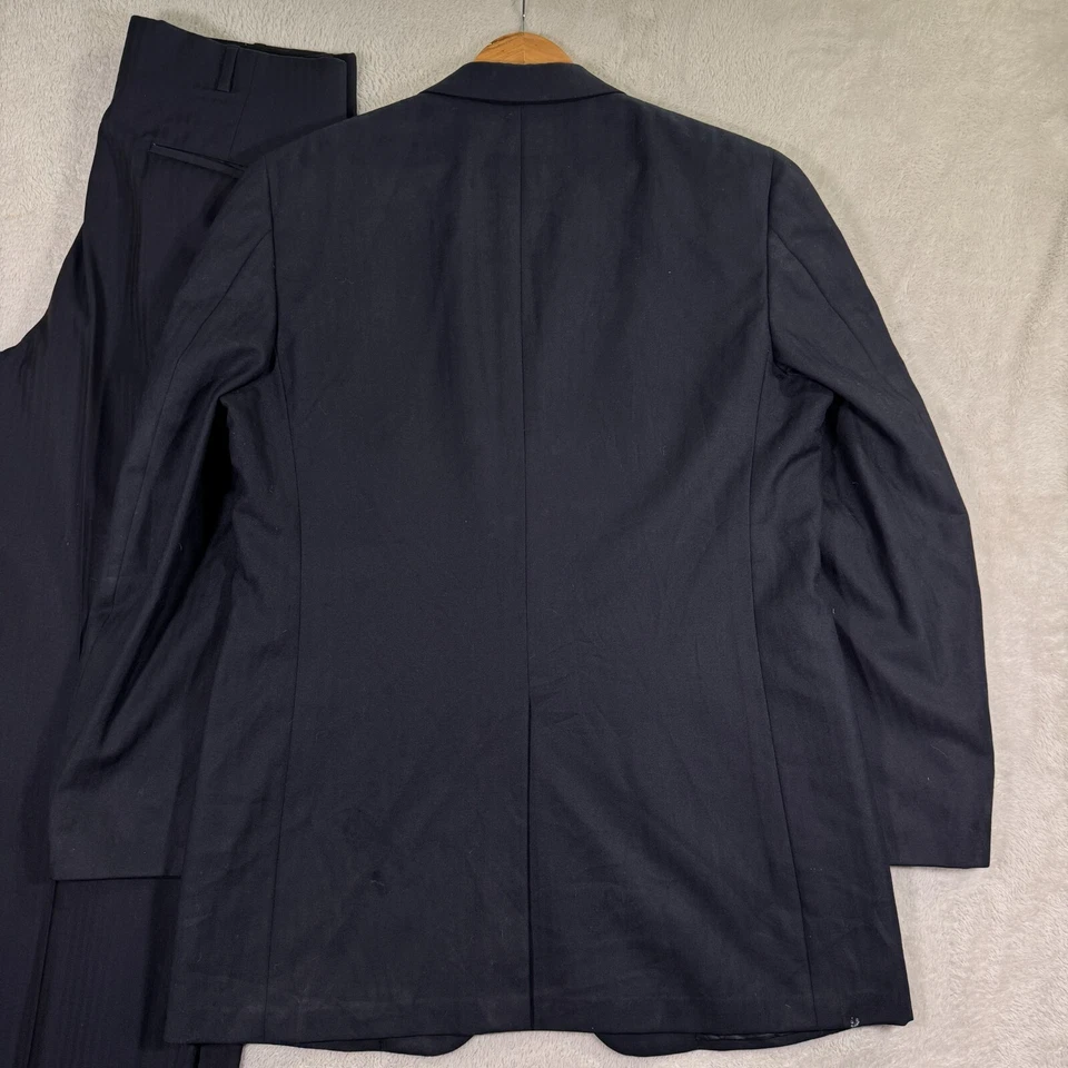 VINTAGE Hickey Freeman 2 Piece Suit Mens 40R 33x29 Navy Thick Flannel Classic - Image 3 of 4