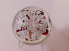 Large & LOVELY Signed JOE ST CLAIR Dark Red LILY Flowers Art Glass Paperweight — photo 6