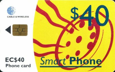 Seltene PHONECARD ST LUCIA 2001 - gelbes Smartphone 40 EC$ sehr guter Zustand
