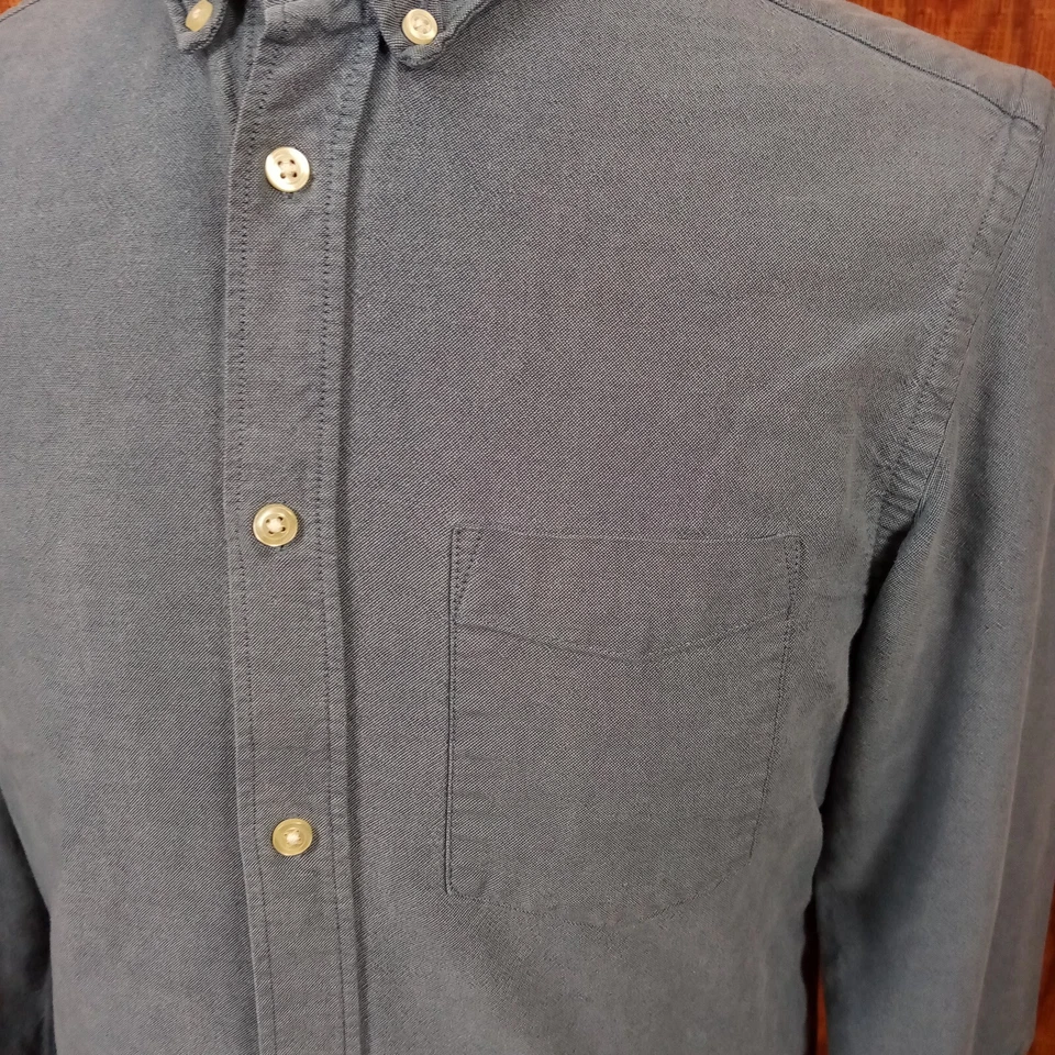 H&M L.O.G.G. Camisa Regular Fit Manga Larga Con Botones Azul Talla S Pequeña Foto 2 de 4