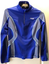 Fila Sport Blue Running Reflective 1/4 Zip Jacket with Thumbholes