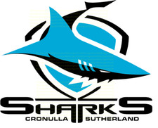 Sharks NRL Sticker 80mm length | toolbox, car window, laptop Set of 2