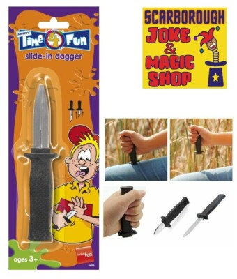 1x Trickdolch ~ Theatermesser m. Einschubklinge ~ Kostümzubehör Spielzeug