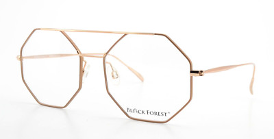 BLACK FOREST Brille BF036 C Kupfer Gold Hexagon Pilot Kork Etui Medium Unisex De