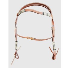 New Western Leather Browband Bridles w/Rawhide in Brown or Medium Oil