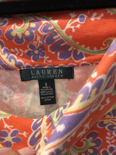 RALPH LAUREN Hawaiian Dress S Small Paisley Fold Over Off Shoulder Stretch - Picture 5 of 7
