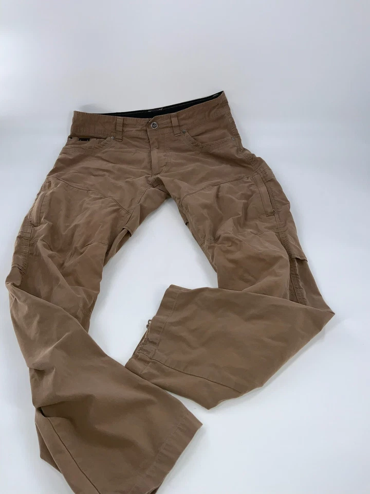 Pantalones informales Kuhl 30x29 algodón tostado nailon elastano frente plano usados en excelente estado ygi g2-6 Foto 2 de 4