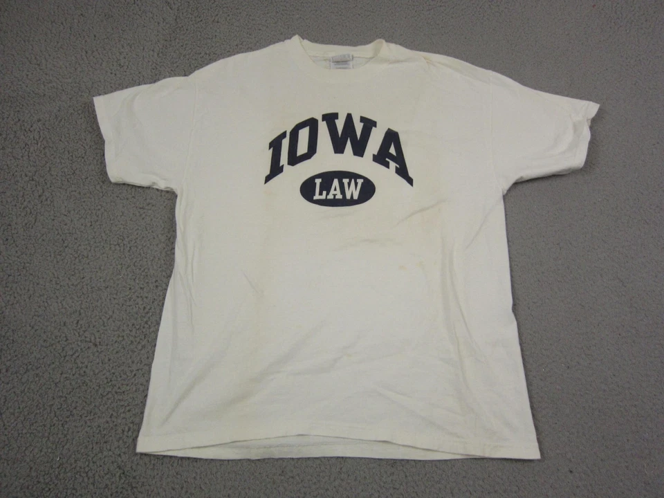 Vintage Iowa Hawkeyes Shirt Mens Large White University LAW 90s Y2K Hanes - Image 2 of 4
