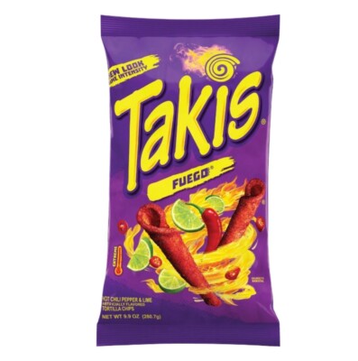 Takis Fuego Hot Chili Pepper & Lime Flavored Corn Snacks, BOX OF 14  ( 9.9 oz.)