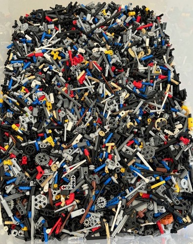 Lego Lot of 400 Technic Pins Connectors Gears Rods etc Mixed Lot Black Gray Blue