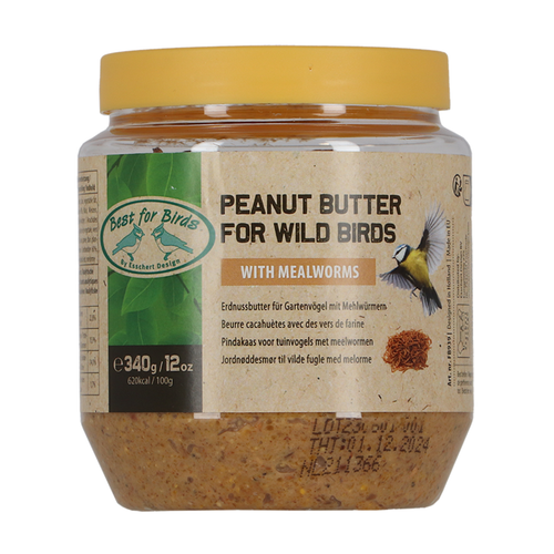 8x 340g Vogelfutter Erdnussbutter mit Mehlwürmern Wildvogelfutter Vögel (FB939) - Bild 2 von 2