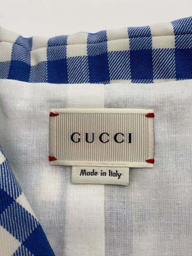 GUCCI KIDS SET UP 36 WOOL Blue GINGHAM CK Used - Picture 3 of 5