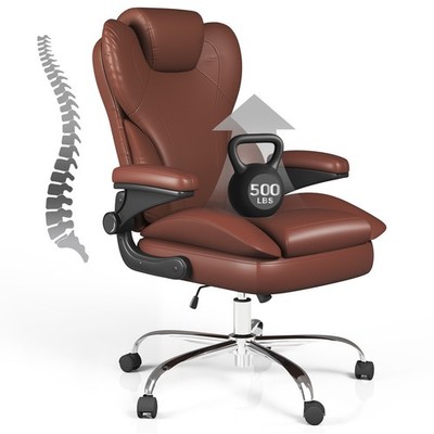 Leather Computer Chair with Ergonomic Back Support, Big and Tall Office Chair