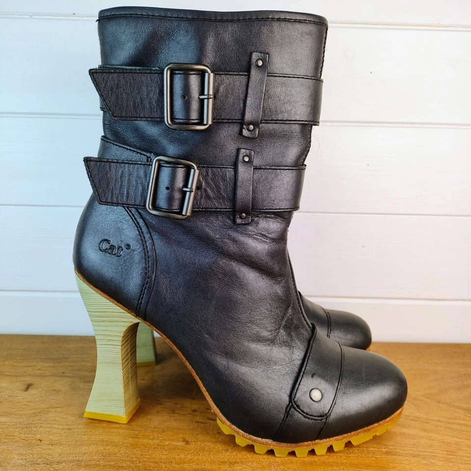 CAT Caterpillar X Shontelle Collab US 9 M Boots 4" Sculpted High Heel Black -ish - Image 3 of 4