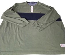 VTG Nautica Shirt Long Sleeve Navy/Green White No Collar Sz 6XL