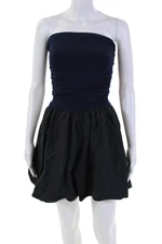 VaVa Joy Han Womens Pinstripe Printed Bubble Strapless Mini Dress Blue Size XS