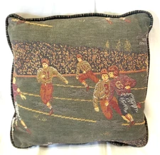 Rugby Sport Tapestry Mini Throw Pillow Couch Cushion Bed Sitter 10" x 9" VTG