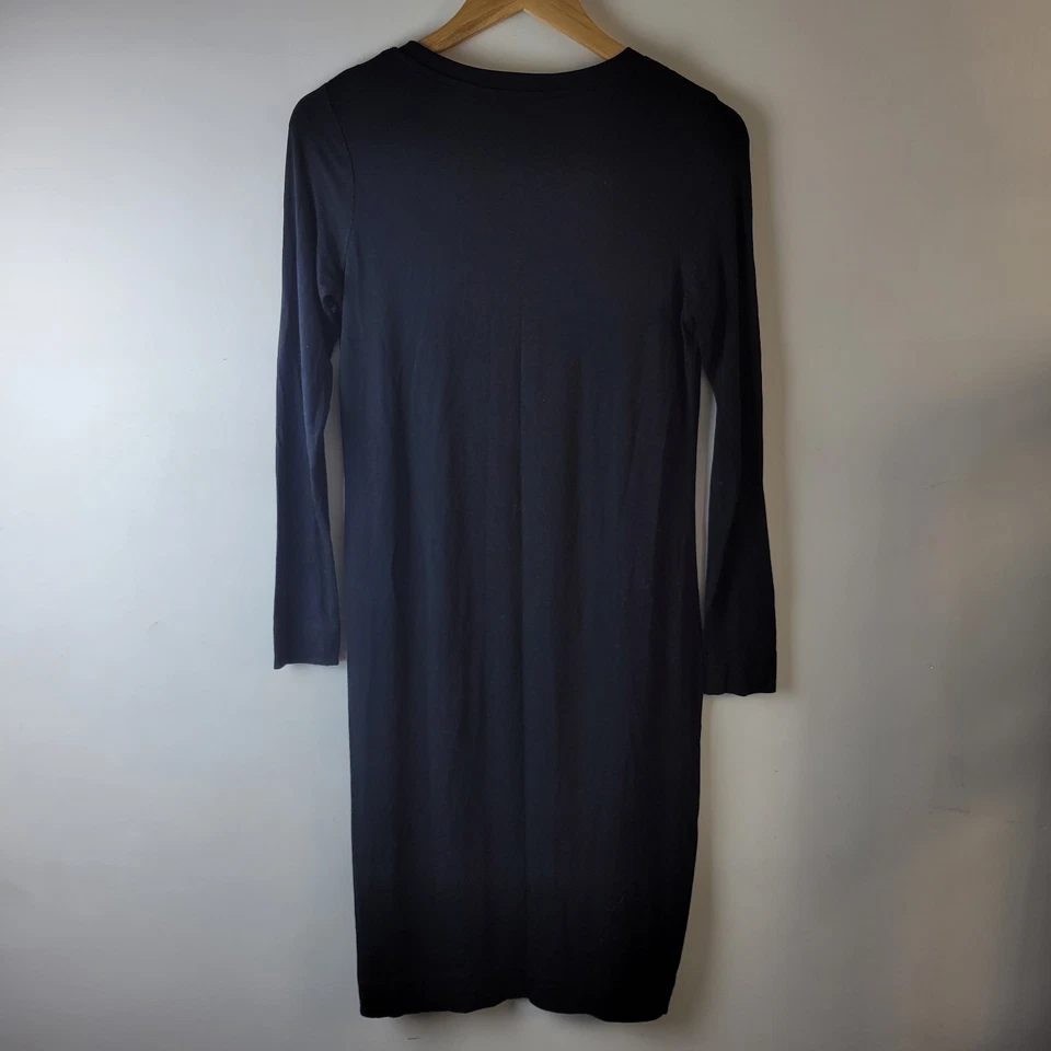 M&S Women Size 10 Black Stretch Long Sleeve T-shirt Dress Casual Smart Relax - Image 2 of 4