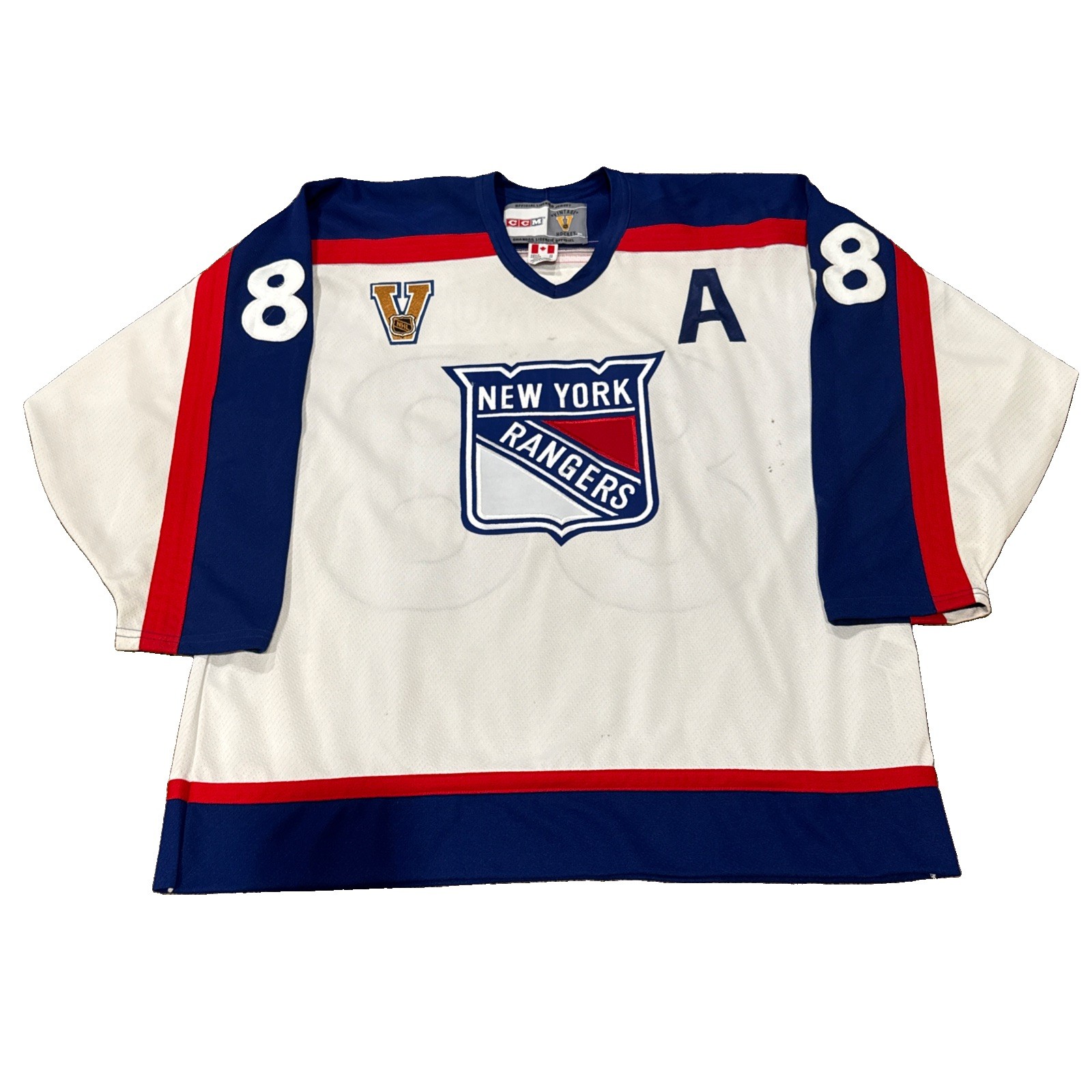 Authentic Vintage Eric Lindros Hockey Jersey Rangers White TBTC NHL CCM Sz XL