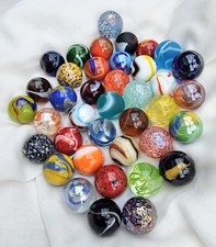 NEW LARGER SIZE - 25mm - A Random Mixed Selection of 12 Beautiful Glass Marbles